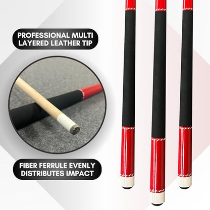 Freetime Fun 58 inch Pool Cue, 19 oz Billiard Pool Cue Sticks 2-Piece Canadian Hard Rock Hardwood, Pool Table Accessories