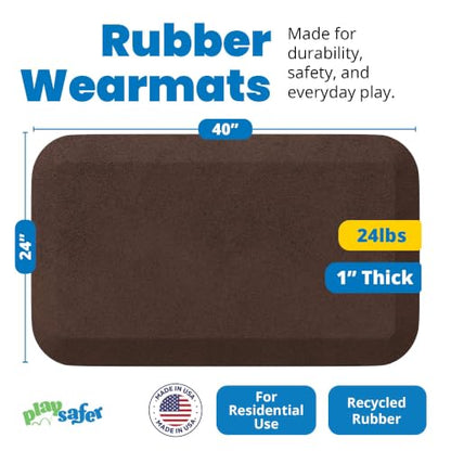 Playsafer Playground Safety Rubber Wearmat for Swingsets and Slides - 1" Thick X 24" W X 40" L (2 Pack, Brown) - color: Brown, size: 2 Pack (40" L x 24" W x 1" Thick)