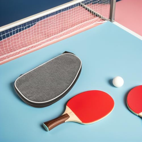 Kisangel 2pcs Table Tennis Racket Carrying Bag Portable Waterproof Pingpong Paddle Case with Ball Storage for Sports Equipment Organizer in Grey Shell Design