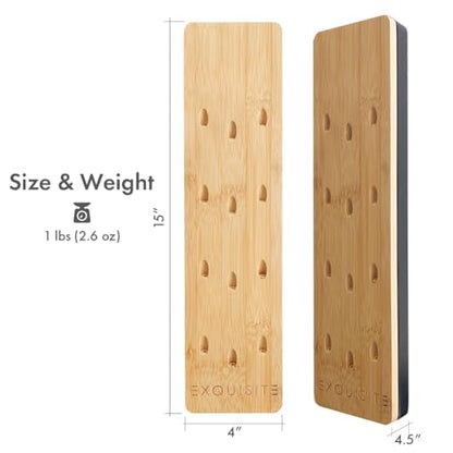 EXQUISITE Premium Craft-Handed Natural Bamboo Darts Holder - Wall Mounted Dart Caddy Display & Storage for 12 Soft & Steel Tip Darts, Precision Drilled, Protective Backing, Includes Mounting Kit