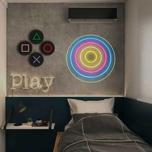 DartBoard Neon Sign Dart Target Led Neon Light Suitable for Adult Kids to Play Comes with 6 Suction Cup Darts, Dimmable Wall Light for Bedroom Game Room Man Cave Bar Club Decor