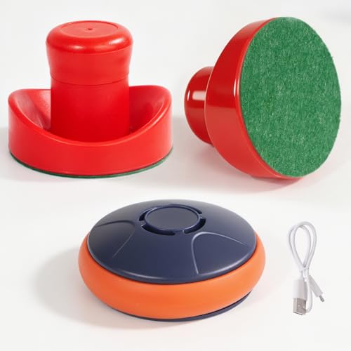 Air Hockey Pushers and Air Hockey Pucks, Indoor Games Goal Handles Paddles Replacement Accessories Set for Game Tables Equipment - color: Rechargeable Red-orange