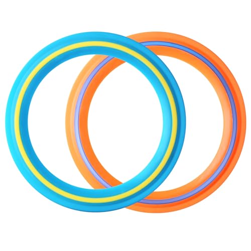 JEEFUD Flying Disc for Kids Adults 11 inch Flying Ring, 2 Pack Beach Backyard Sports Play Soft Discs, Sport Outdoor Tossing Toy Gift for 4+ Year Old Boys Girls Family - color: Orange&turquoise