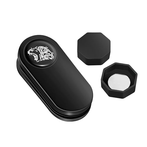 Magnetic Chalk Holder Octagon, Portable Pool Cue Chalk Holder with Fixed Clip, Silent Billiard Chalk Holder Pool Snooker Billiards Accessories, Black