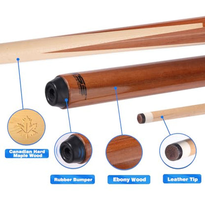 GSE Games & Sports Expert 36"/42"/48"/52"/58" 1-Piece Canadian Maple Billiard Pool Cue Sticks, Hardwood Billiard House Bar Pool Cue - size: 36-Inch, style: 2 Pack