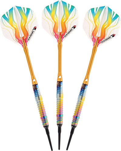 Elkadart Rainbow 90% Tungsten Soft Tip Darts with Storage/Travel Case - style: Shark Fin (18 Grams)