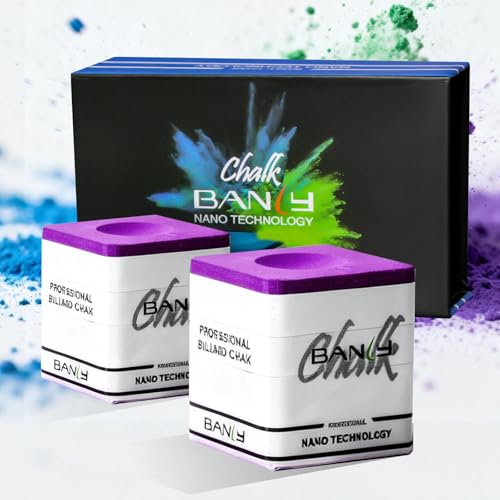Banly Pool Cue Chalk, Nano Technology Billiard Chalk for Professional Tournament Standard, Low Dust, Super Dense, Suitable for Snooker/Pool/8-Ball - color: Purple-2 pcs