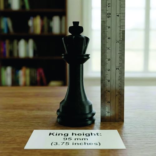 Staunton Chess Pieces Half Set, 17 Black Pieces, 3.75" King | Made in USA - color: Black