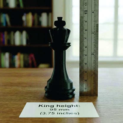 Staunton Chess Pieces Half Set, 17 Black Pieces, 3.75" King | Made in USA - color: Black