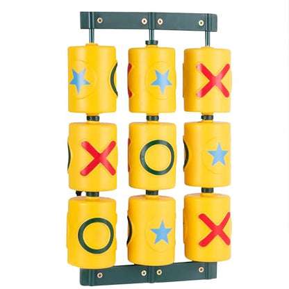 Barcaloo Tic Tac Toe Spinner Activity Panel - Swing Set Accessories - Playground Accessories for Kids Outdoor - Treehouse and Playset Equipment Attachments - Outdoor Tic Tac Toe Set - 12x19 - Yellow