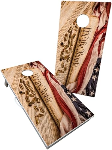 Cornhole365 Professional Cornhole Board Set - Regulation Size, Heavy Duty, Solid Wood Cornhole Board Set w/UV Direct Print (Set of 2), Ideal for Outdoor Games & Tournaments - We the People - color: We the People