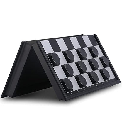 Magnetic Travel Checkers Board Game Set with Folding Board Family Educational Toys for Kids and Adults