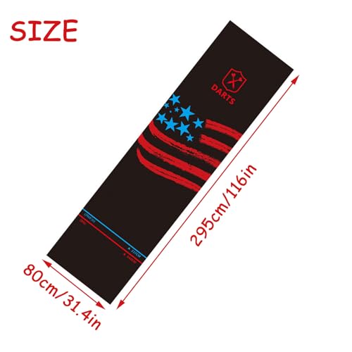 Dart Mat with Throw Line, Professional Rubber Dart Mat - 116" X 31.4" Non-Slip Dart Training Carpet with Embossed Throwing Line for Steel and Soft Tip Darts