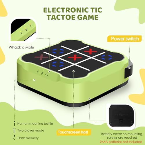 Tic-Tac Toe Game for Kids: 4-in-1 Electronic Handheld Puzzle Game - Portable Sensory Toy for Kids Age 6-12 Years Old Travel School Family Fun - Birthdays Gift for Boys Girls