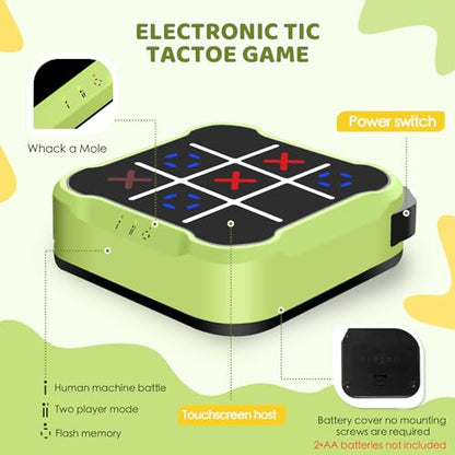 Tic-Tac Toe Game for Kids: 4-in-1 Electronic Handheld Puzzle Game - Portable Sensory Toy for Kids Age 6-12 Years Old Travel School Family Fun - Birthdays Gift for Boys Girls