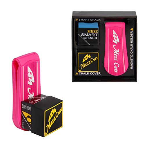 Mezz Smart Chalk Set Pool Cue Chalk + Chalk Holder + Chalk Cover (Pink w/White logo)