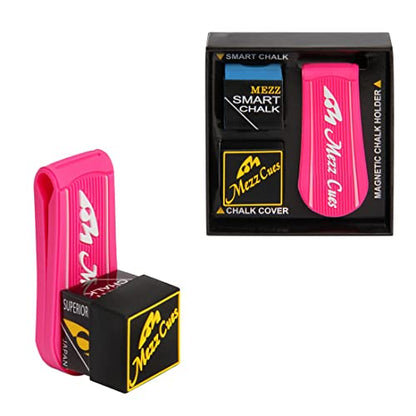 Mezz Smart Chalk Set Pool Cue Chalk + Chalk Holder + Chalk Cover (Pink w/White logo)