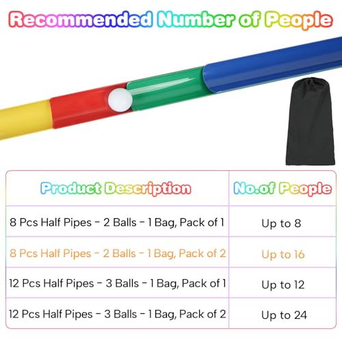 Team Building Games Activities, Pipeline Kit Group Games, Ice Breaker, Teamwork Games, Field Day Outdoor Youth Sports - size: Pack of 2, style: 8 Pcs Half Pipes & 2 Golf Balls, Standard Thickness