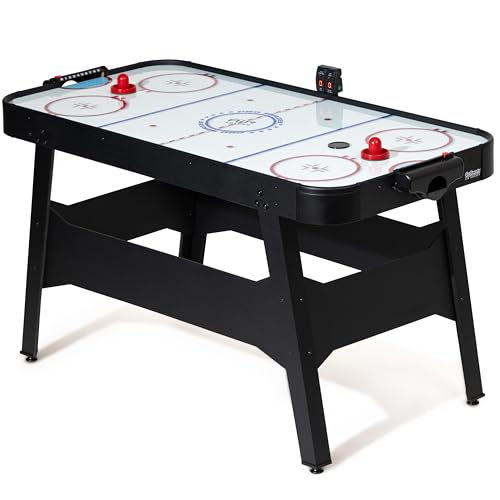 GoSports 54 Inch Air Hockey Arcade Table for Kids & Adults - Oak or Black - Includes 2 Pushers, 3 Pucks, AC Motor, and LED Scoreboard - color: Black