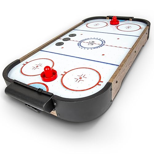 GoSports 30 Inch Table Top Air Hockey Game for Kids - Portable, Battery Operated Game Table - Oak - color: Oak