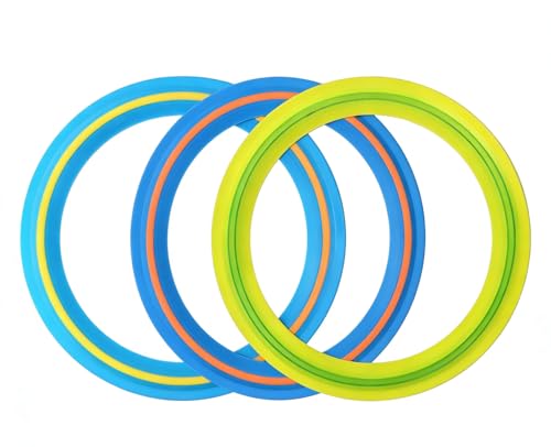 JEEFUD Flying Disc for Kids Adults 11 inch Flying Ring, 3 Pack Beach Backyard Sports Play Soft Discs, Sport Outdoor Tossing Toy Gift for 4+ Year Old Boys Girls Family (Yellow，Blue & Turquoise) - color: Yellow，blue & Turquoise