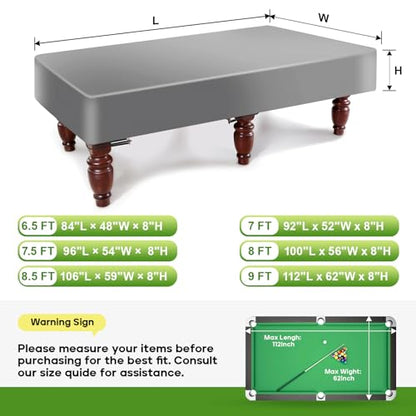 K-Musculo Pool Table Cover, 420D Billiard Table Cover, Waterproof and Tearproof,6.5/7/7.5/8/8.5/9 FT