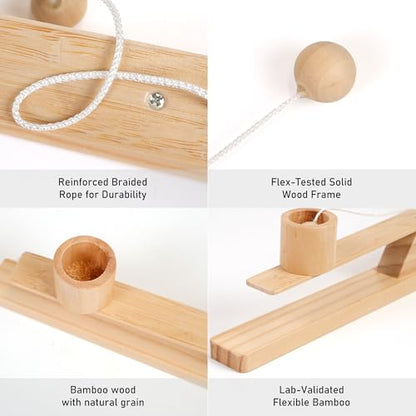 Ring Toss Game, Portable Wooden Tabletop Game for Teens & Adults, Skill Development & Dexterity Challenge, Office Desk Travel Party Camping Game Night Fun