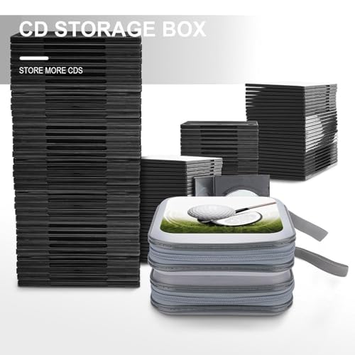 Golf Club CD Case 40 Sheets Capacity DVD Storage Bag Cute Portable Zipper DVD Case Holder Large Capacity CD Wallet for Car Home Office Games Disc Audio Music