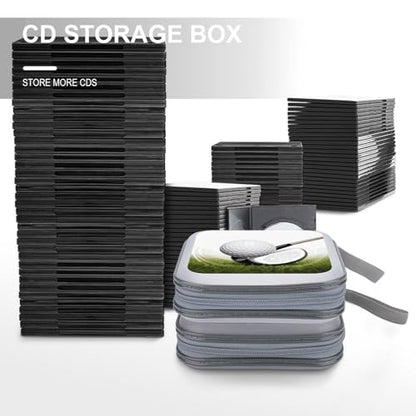 Golf Club CD Case 40 Sheets Capacity DVD Storage Bag Cute Portable Zipper DVD Case Holder Large Capacity CD Wallet for Car Home Office Games Disc Audio Music