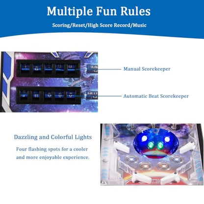 Mini Pinball Machine, Electronic Tabletop Toy, Parent-Child Puzzle Pinball Games, Retro Arcade with Lights and Sounds, 16.5 x 9.6 x 10.6 in