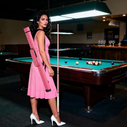Pink Pool Cue 19oz - 58 inch Canadian Maple Wood 13mm Leather Tip, Floral Design Metallic Paint Lacquer, 3/8×8 Joint with Case, Chalks, Gloves, Protectors