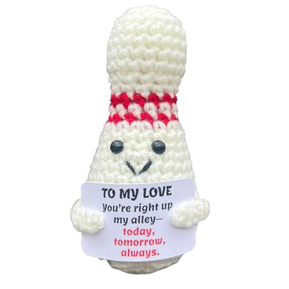 Bowling Accessories Crochet Gifts, Emotional Support Bowling Pin Office Desk Decor Decorations for Women Men (To My Love Gift) - style: To My Love Gift