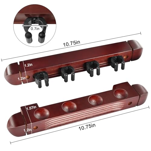 Billiard/Pool Cue Wall Rack - 4 Cue Stick Holder, Wall Mounted Rack (Burgundy) - color: Burgundy, size: 4 Cues Holder