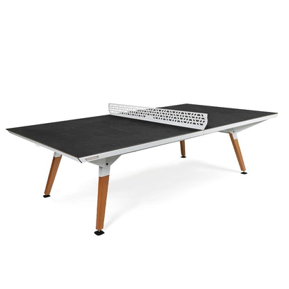CORNILLEAU - Origin Outdoor Table - Design Ping-Pong Table - Made in France - Convertible - White - style: Fabric Net + Fixed Net - Tabletop: Dark Stone