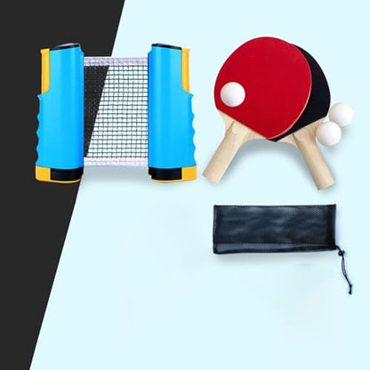 Generic Ping Pong Paddles Set Rackets and Balls with Carry Bag Exercise Table Tennis Set Retractable Net for Tabletop Training Travel