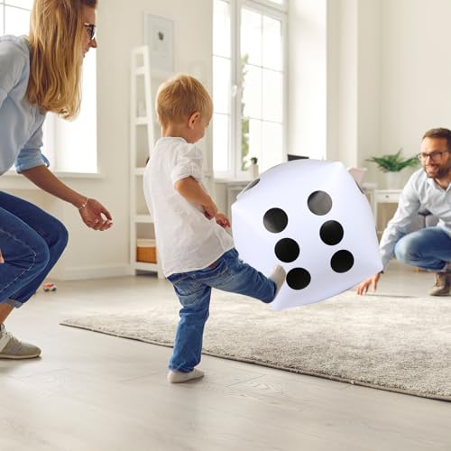 11.8 inch Giant Inflatable Dice for Lawn Outdoor Floor Pool Beach Party (White)