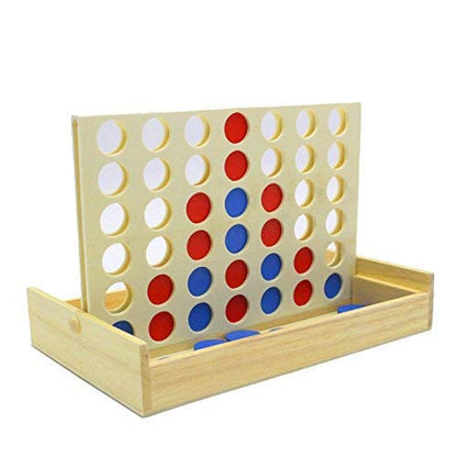 4 in a Row Wooden Board Game Foldable Line Up 4 Classic Family Toy Educational Toy For Kids and Family