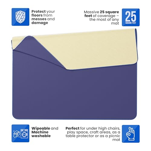 MonsterMat Extra Large Waterproof Splat Mat – 60"x60" Super Jumbo Mess Mat for Floor & Table Protection Washable Mat for Arts, Crafts, Painting, and Playtime (Navy Blue) - color: Navy Blue
