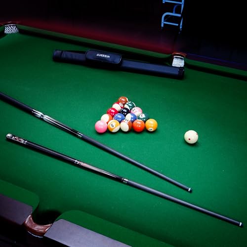 Carbon Fiber Pool Cue Stick with Case, 2pieces 58inch Low Deflection Professional Cue Stick for Billiards, Pro Taper Carbon Fibre Shaft with Genuine Leather Wrap and 12.5mm Tip (19oz-20oz) - color: Style 6