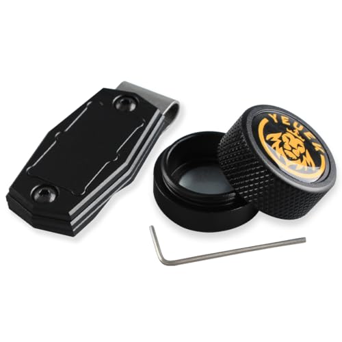 TAOM Pool Chalk Holder Round Shaped Practical Tool Billiards Accessories Magnetic Mini Chalk Tip Case Container Round Box Billiards - color: 3-Metal-Black and Clip