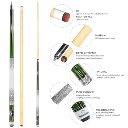 HomeSeason Pool Cue Stick 58" Billiard Cue Sticks 3D Printed Grip Professional Low Deflection Pool Sticks Maple Wood Pool Sticks 13mm Tip - color: 19oz