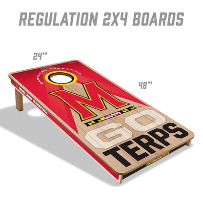 YouTheFan NCAA 2' x 4' Slogan Series Professional Wood Cornhole Game with Logo Bags - color: Maryland Terrapins