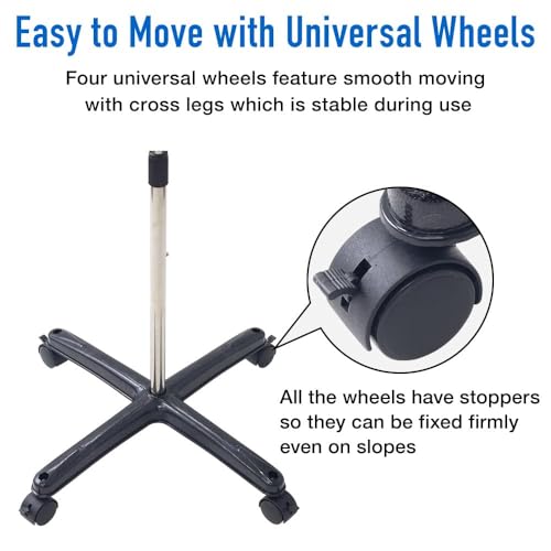 Japard Ping Pong Ball Holder Collector, Table Tennis Ball Storage Stand with Universal Wheels, 28"- 38" Height Adjustable, Holds 250 Balls, Tennis Balls