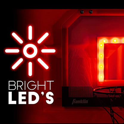 Franklin Sports Over The Door Indoor LED Basketball Hoops-Steel Rim Mini Basket-Includes Ball and Pump-Light Up Backboard - style: Red Light Up