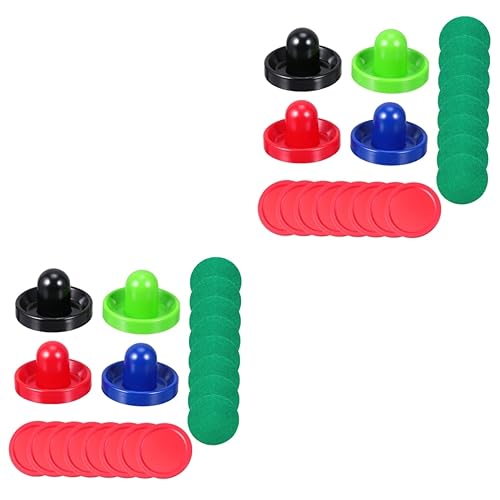 Sosoport 2sets Air Hockey Accessories of Paddles Felt Pads Pucks Game Table Replacement Parts for Enhanced Play Any Game Room