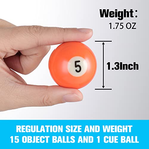 HMQQ Billiards Ball (1 1/2" Children Pool Ball with Complete 16 Ball Set, one Box)