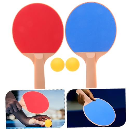 KOMBIUDA Outdoor Table Tennis Set with Elastic Pong Balls Ergonomic Plastic Paddles Comfortable Grip for Outdoor Pong Games and Competitive Play Includes Long-Handle Rackets and Bright