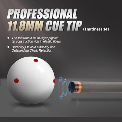 58" Carbon Fiber Pool Cue Stick - Elegant Design Billiard Cue for Adults, Low Deflection Pro Shaft with 11.8mm Tip, 3/8-8 Joint - color: Space Silver