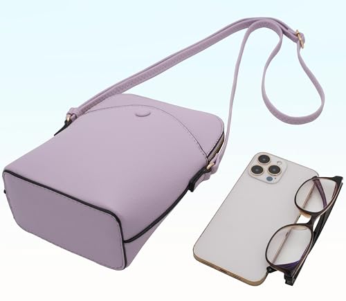Solene Small Crossbody Bag with Gold Hardware, Mini Shoulder Purse with Adjustable Strap - color: Lavender
