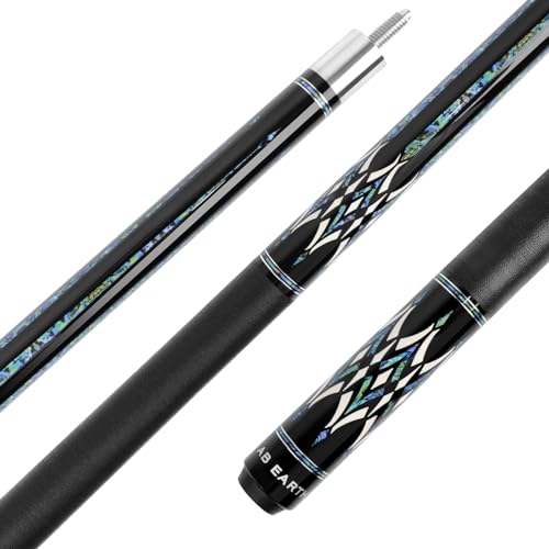 58" Pool Cue Stick Canadian Maple 13mm Tip Billiard Cue with Irish Linen Wrap - color: Paua shell, size: 21oz